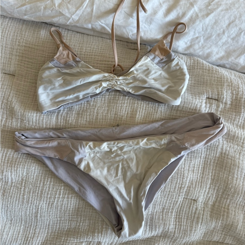 l*space Cream and Taupe Bikini Set